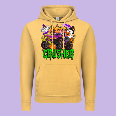 Spooky Crusher Monster Truck Vintage Hoodie Designed By Barkaloodesign