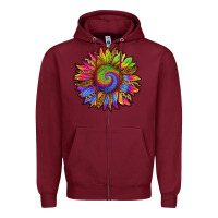 Burgundy tie dye sunflower Zipper Hoodie - RanaPortraitStore