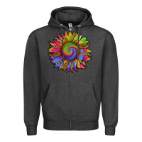 Charcoal Heather tie dye sunflower Zipper Hoodie - RanaPortraitStore