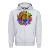 Heather Grey tie dye sunflower Zipper Hoodie - RanaPortraitStore