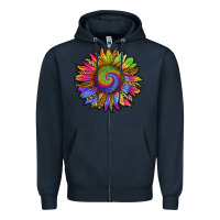 Navy tie dye sunflower Zipper Hoodie - RanaPortraitStore