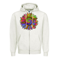 Oatmeal Heather tie dye sunflower Zipper Hoodie - RanaPortraitStore