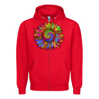 Red tie dye sunflower Zipper Hoodie - RanaPortraitStore