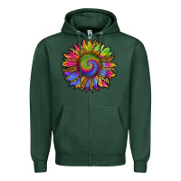 Sports Green tie dye sunflower Zipper Hoodie - RanaPortraitStore