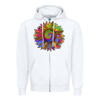 White tie dye sunflower Zipper Hoodie - RanaPortraitStore