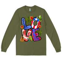 Army Green puerto rico love Long Sleeve Tee - Artiststas