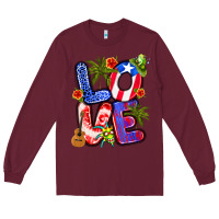 Burgundy puerto rico love Long Sleeve Tee - Artiststas