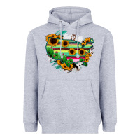 Heather Grey America Map Sunflower Cactus Serape Heavyweight Hoodie - RanaPortraitStore