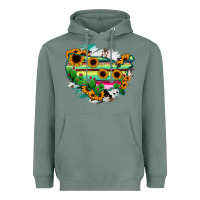 Sage America Map Sunflower Cactus Serape Heavyweight Hoodie - RanaPortraitStore
