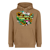 Toasted Coconut America Map Sunflower Cactus Serape Heavyweight Hoodie - RanaPortraitStore