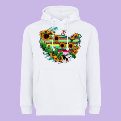 America Map Sunflower Cactus Serape Heavyweight Hoodie Designed By Ranaportraitstore