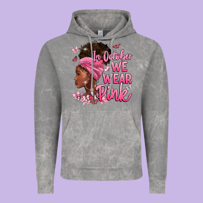 In October We Wear Pink Vintage Hoodie Designed By Barkaloodesign