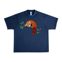 Navy red panda sleeping Urban Heavy Tee - artisFamous