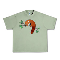 Oil Green red panda sleeping Urban Heavy Tee - artisFamous
