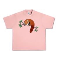 Salmon red panda sleeping Urban Heavy Tee - artisFamous