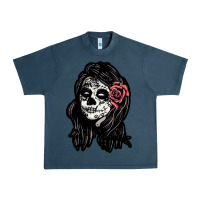 Midnight Navy sugar skull lady Urban Heavy Tee - artisFamous