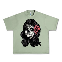 Oil Green sugar skull lady Urban Heavy Tee - artisFamous