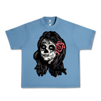 Pebble Blue sugar skull lady Urban Heavy Tee - artisFamous