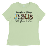 Matcha His Love is Strong Jesus His Grace is Free Ladies Tee - CowhideDigitalArt