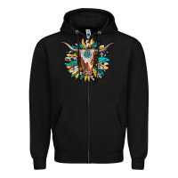 Black texas longhorn sunflower background Zipper Hoodie - RanaPortraitStore