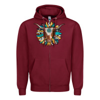Burgundy texas longhorn sunflower background Zipper Hoodie - RanaPortraitStore