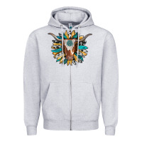 Heather Grey texas longhorn sunflower background Zipper Hoodie - RanaPortraitStore