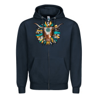 Navy texas longhorn sunflower background Zipper Hoodie - RanaPortraitStore