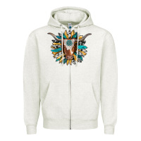 Oatmeal Heather texas longhorn sunflower background Zipper Hoodie - RanaPortraitStore