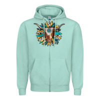 Seafoam texas longhorn sunflower background Zipper Hoodie - RanaPortraitStore