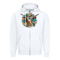 White texas longhorn sunflower background Zipper Hoodie - RanaPortraitStore