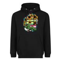 Black Arizona Map Sunflower Cactus Serape Heavyweight Hoodie - RanaPortraitStore