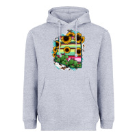 Heather Grey Arizona Map Sunflower Cactus Serape Heavyweight Hoodie - RanaPortraitStore