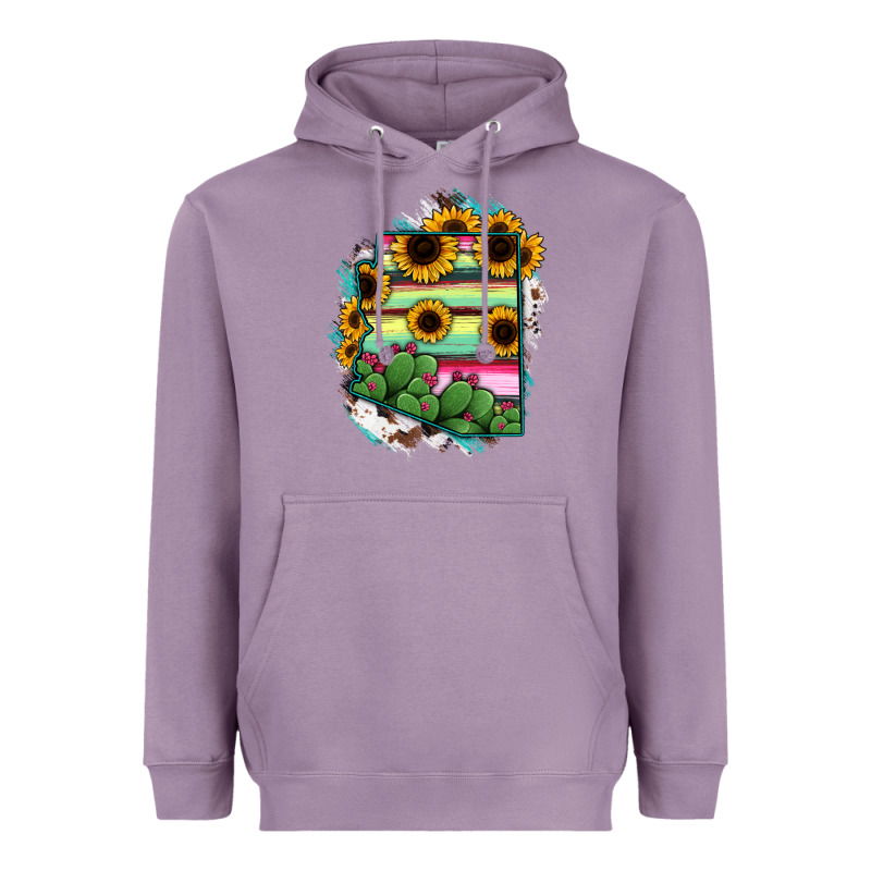 Arizona Map Sunflower Cactus Serape Heavyweight Hoodie by RanaPortraitStore | Teevron