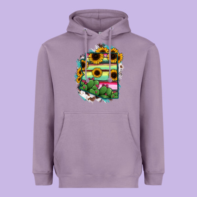 Arizona Map Sunflower Cactus Serape Heavyweight Hoodie Designed By Ranaportraitstore
