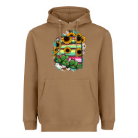 Toasted Coconut Arizona Map Sunflower Cactus Serape Heavyweight Hoodie - RanaPortraitStore