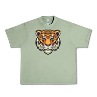 Oil Green tiger vector face Urban Heavy Tee - artisFamous