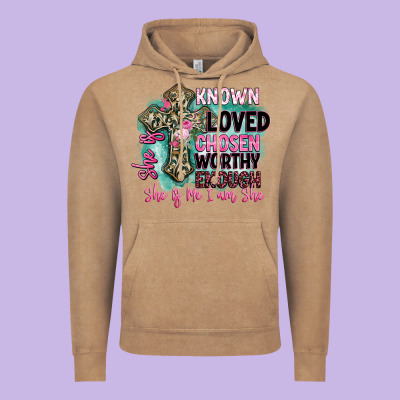 She Is Loved Vintage Hoodie Designed By Barkaloodesign