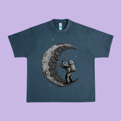 Digging The Moon Urban Heavy Tee Designed By Artisfamous