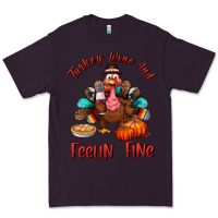 Plum turkey wine and feelin fine Premium Tee - BundleAndBundleShop