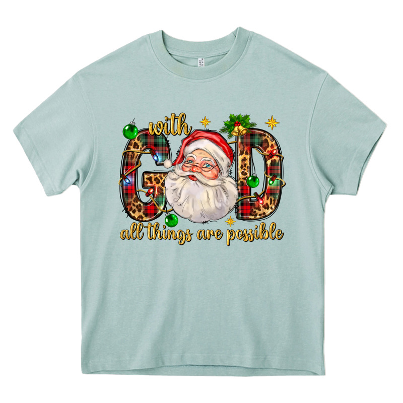 With God All Things Are Possible With Santa Claus Bbs Heavy Core Tee by BundleAndBundleShop | Teevron