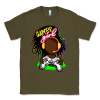 Army Green black gamer girl Classic Tee - FaDigitalArtStudio