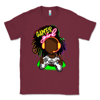 Burgundy black gamer girl Classic Tee - FaDigitalArtStudio