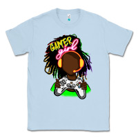 Dusty Blue black gamer girl Classic Tee - FaDigitalArtStudio