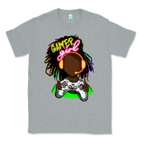 Heather Grey black gamer girl Classic Tee - FaDigitalArtStudio