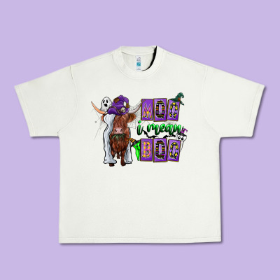 Moo I Mean Boo Urban Heavy Tee Designed By Cowhidedigitalart