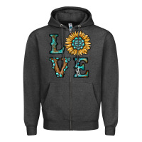 Charcoal Heather sunflower love Zipper Hoodie - RanaPortraitStore