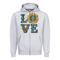 Heather Grey sunflower love Zipper Hoodie - RanaPortraitStore