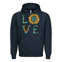 Navy sunflower love Zipper Hoodie - RanaPortraitStore