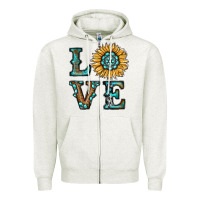 Oatmeal Heather sunflower love Zipper Hoodie - RanaPortraitStore