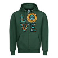 Sports Green sunflower love Zipper Hoodie - RanaPortraitStore